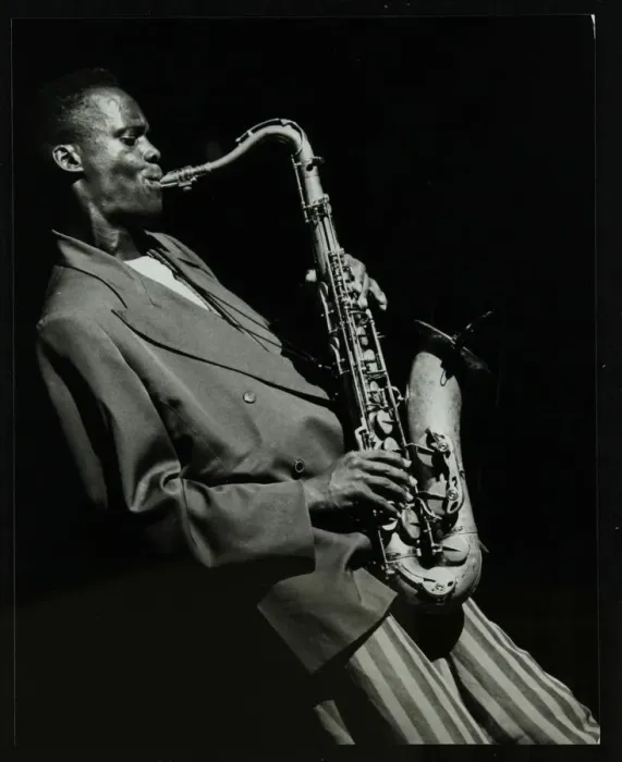 Framed Print : Steve Williamson playing tenor saxophone at the Forum Theatre, Hatfield, Hertfordshire, 1990 Framed Print : Steve Williamson playing tenor saxophone at the Forum Theatre, Hatfield, Hertfordshire, 1990