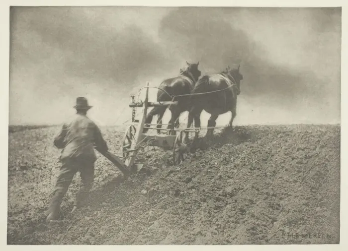 Framed Print : A Stiff Pull, (Suffolk), c. 1883 / 87, printed 1888. Creator: Peter Henry Emerson Framed Print : A Stiff Pull, (Suffolk), c. 1883 / 87, printed 1888. Creator: Peter Henry Emerson