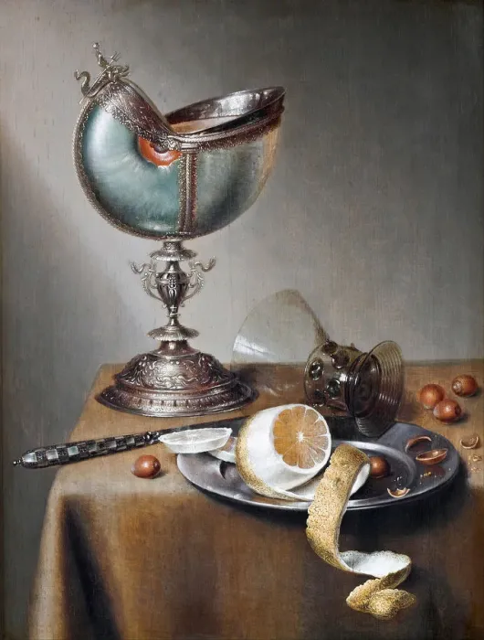Framed Print : Still-Life with Nautilus Cup. Artist: Stomme, Marten Boelema de (1611-1644) Framed Print : Still-Life with Nautilus Cup. Artist: Stomme, Marten Boelema de (1611-1644)