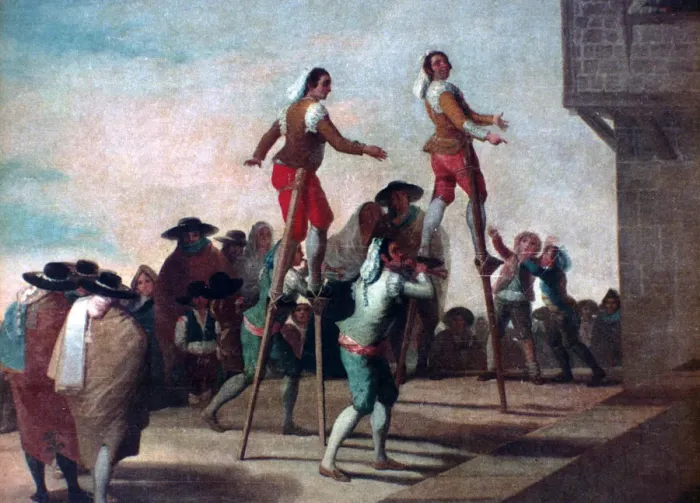 Framed Print : The Stilts, c1785. Artist: Francisco Goya Framed Print : The Stilts, c1785. Artist: Francisco Goya