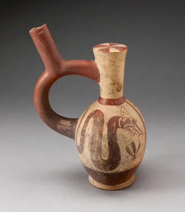 Framed Print : Stirrup-Handled Jar Depicting a Supernatural Serpent with a Plant, 100 B. C. / A. D. 500 Framed Print : Stirrup-Handled Jar Depicting a Supernatural Serpent with a Plant, 100 B. C. / A. D. 500