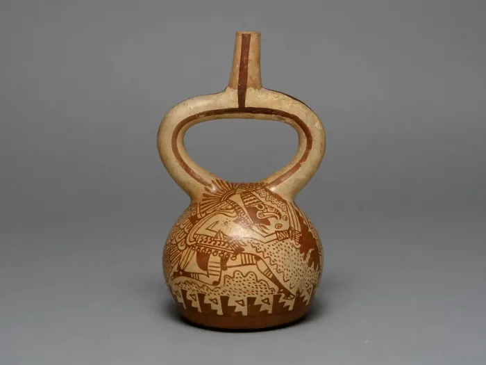 Framed Print : Stirrup Spout Vessel Depicting Costumed Runners, 100 B. C. / A. D. 500. Creator: Unknown Framed Print : Stirrup Spout Vessel Depicting Costumed Runners, 100 B. C. / A. D. 500. Creator: Unknown