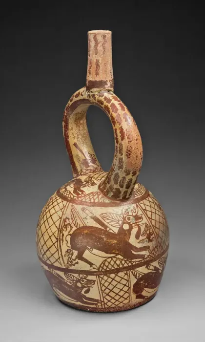 Framed Print : Stirrup Spout Vessel Depicting a Deer Hunt, 100 B. C. / A. D. 500. Creator: Unknown Framed Print : Stirrup Spout Vessel Depicting a Deer Hunt, 100 B. C. / A. D. 500. Creator: Unknown