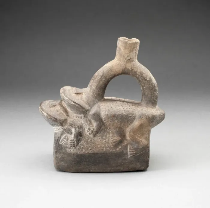 Framed Print : Stirrup Spout Vessel Depicting Frogs Mating, A. D. 1100 / 1470. Creator: Unknown Framed Print : Stirrup Spout Vessel Depicting Frogs Mating, A. D. 1100 / 1470. Creator: Unknown
