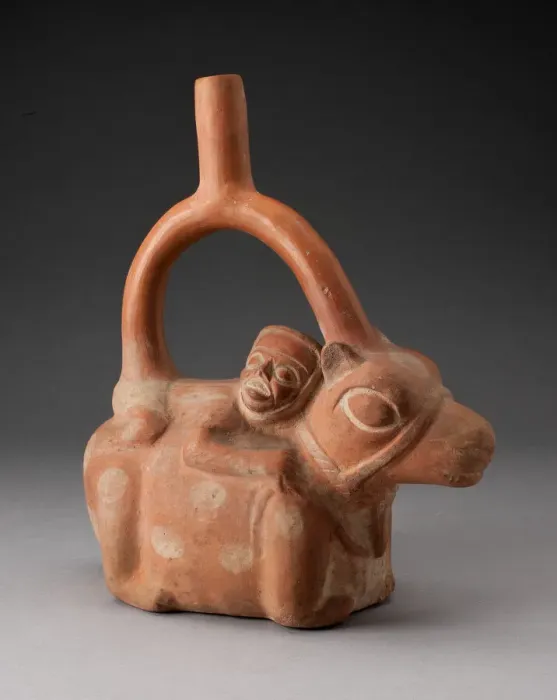 Framed Print : Stirrup Spout Vessel Depicting a Man Riding a Llama, 100 B. C. / A. D. 500. Creator: Unknown Framed Print : Stirrup Spout Vessel Depicting a Man Riding a Llama, 100 B. C. / A. D. 500. Creator: Unknown