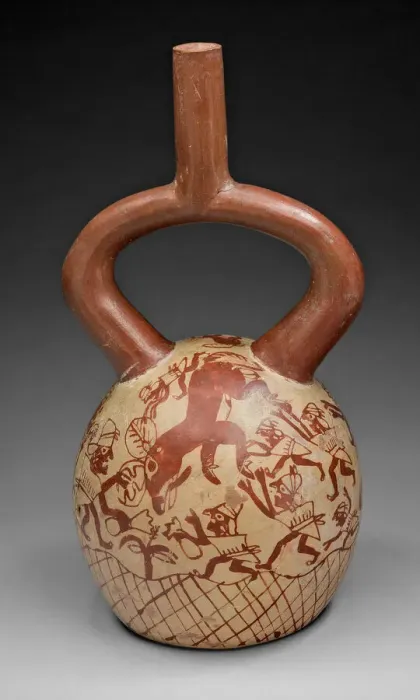 Framed Print : Stirrup Spout Vessel with Fineline Deer Hunt Motif, 100 B. C. / A. D. 500. Creator: Unknown Framed Print : Stirrup Spout Vessel with Fineline Deer Hunt Motif, 100 B. C. / A. D. 500. Creator: Unknown