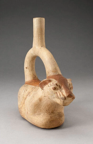 Stirrup Spout Vessel in Form of a Resting Feline, 100 B. C.  /  A. D. 500. Creator: Unknown
