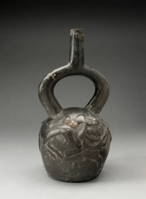 Framed Print : Stirrup Spout Vessel with Raised Deer Hunt Motifs, 100 B. C. / A. D. 500. Creator: Unknown Framed Print : Stirrup Spout Vessel with Raised Deer Hunt Motifs, 100 B. C. / A. D. 500. Creator: Unknown