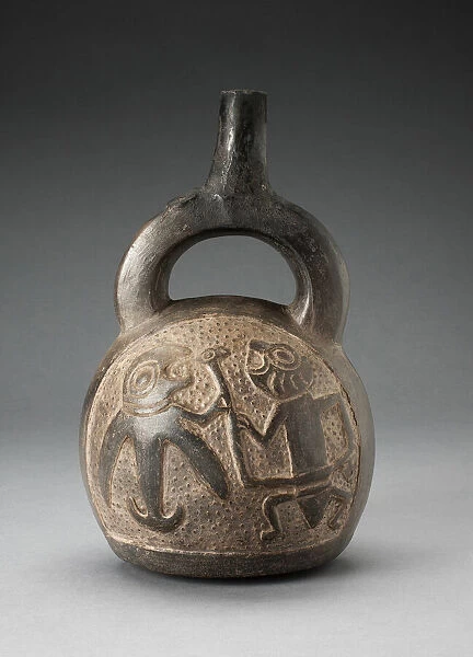 Stirrup Spout Vessel with Relief Depicting a Mythic Hunting Scene, A. D. 1200  /  1450