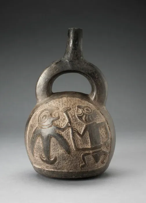 Framed Print : Stirrup Spout Vessel with Relief Depicting a Mythic Hunting Scene, A. D. 1200 / 1450 Framed Print : Stirrup Spout Vessel with Relief Depicting a Mythic Hunting Scene, A. D. 1200 / 1450