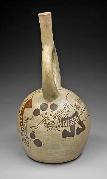 Stirrup Vessel Depicting a Supernatural Being within a Shell, 100 B. C.  /  A. D. 500