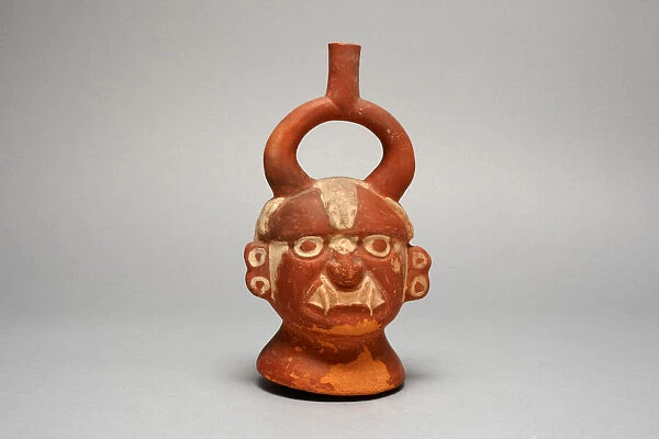 Stirrup Vessel in the Form of the Head, Possibly Ai-Apec, 100 B. C.  /  A. D. 500