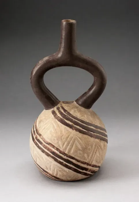 Framed Print : Stirrup Vessel Incised with Textile-Like Pattern in Diagonal Painted Bands, 100 B. C. / A. D Framed Print : Stirrup Vessel Incised with Textile-Like Pattern in Diagonal Painted Bands, 100 B. C. / A. D