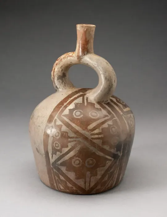 Framed Print : Stirrup Vessel with one Side Painted with Textile-Like Stepped Motif, 100 B. C. / A. D. 500 Framed Print : Stirrup Vessel with one Side Painted with Textile-Like Stepped Motif, 100 B. C. / A. D. 500