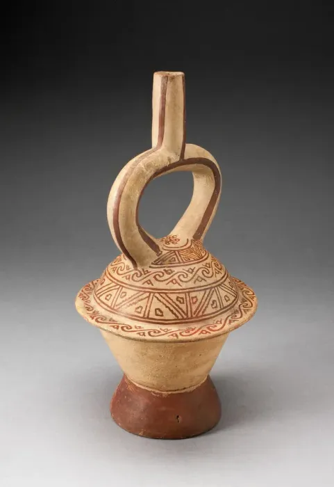 Framed Print : Stirup Spout Vessel in Form of a Covered Bowl with Geometric Patterning, 100 B. C. / A. D Framed Print : Stirup Spout Vessel in Form of a Covered Bowl with Geometric Patterning, 100 B. C. / A. D