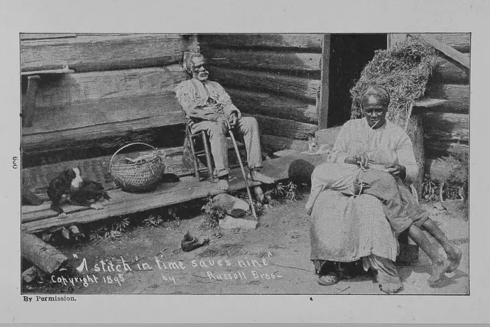 Framed Print : A stitch in time saves nine, 1902. Creator: Unknown Framed Print : A stitch in time saves nine, 1902. Creator: Unknown