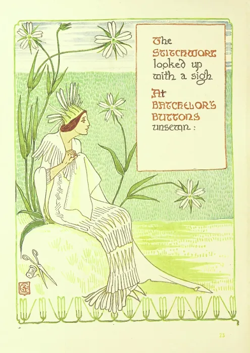 Framed Print : The Stitchwort looked up with a sigh At the Batchelor's Buttons unsewn;, 1899 Framed Print : The Stitchwort looked up with a sigh At the Batchelor's Buttons unsewn;, 1899