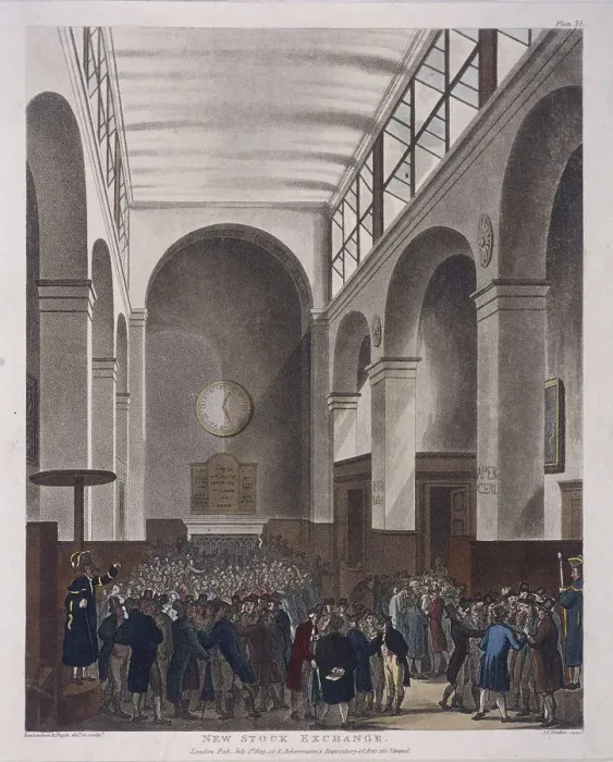 Framed Print : Stock Exchange, Bartholomew Lane, London, 1809. Artist: Joseph Constantine Stadler Framed Print : Stock Exchange, Bartholomew Lane, London, 1809. Artist: Joseph Constantine Stadler