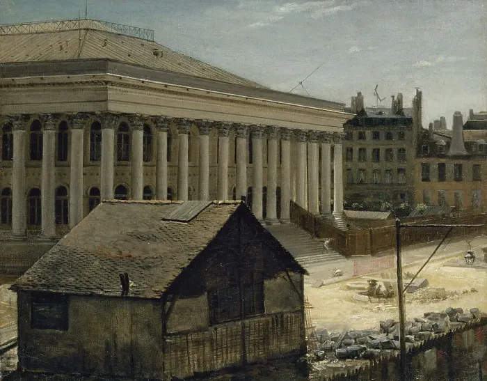 Framed Print : The Stock Exchange under construction, c1820. Creator: Etienne Bouhot Framed Print : The Stock Exchange under construction, c1820. Creator: Etienne Bouhot