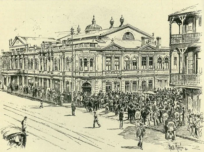 Framed Print : The Stock Exchange, Johannesburg, 1901.. Creator: Will B. Robinson Framed Print : The Stock Exchange, Johannesburg, 1901.. Creator: Will B. Robinson