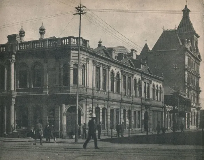 Framed Print : Stock Exchange, Johannesburg, c1900. Creator: Unknown Framed Print : Stock Exchange, Johannesburg, c1900. Creator: Unknown