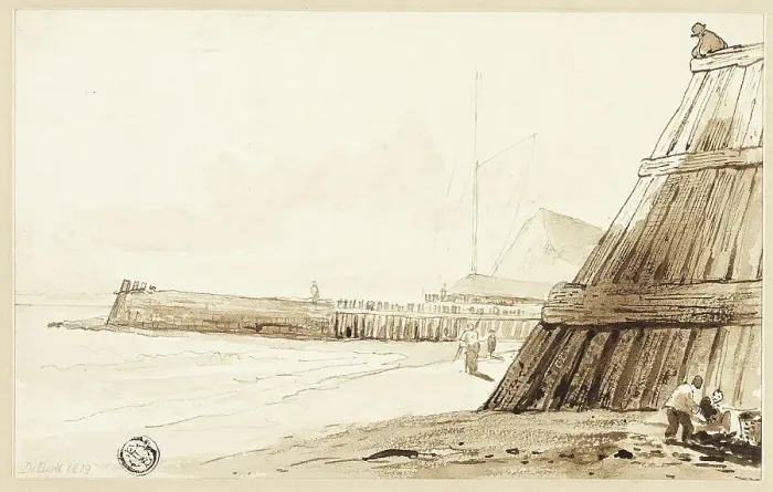 Framed Print : Stockade along Shore, n.d. Creator: Unknown Framed Print : Stockade along Shore, n.d. Creator: Unknown