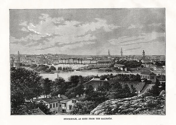 Stockholm, as seen from the Saltsjon, Sweden, 1879. Artist: Laplante