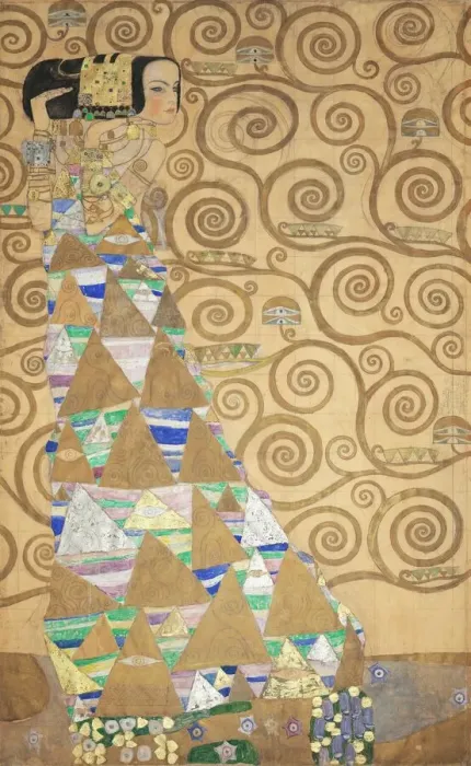 Framed Print : The Stoclet Frieze, Detail: The Expectation, 1905-1909. Creator: Klimt Framed Print : The Stoclet Frieze, Detail: The Expectation, 1905-1909. Creator: Klimt