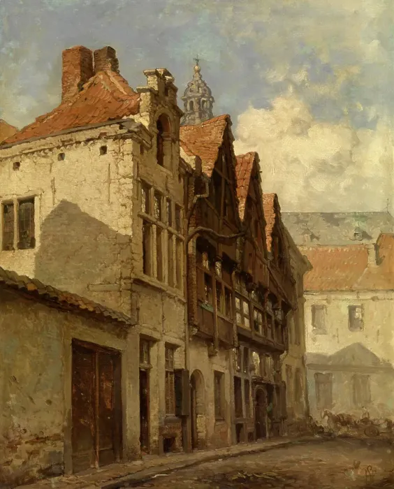 Framed Print : Stoelstraat and the Tower of the St Paul's Church, c1870s. Creator: Hendrik Frans Schaefels Framed Print : Stoelstraat and the Tower of the St Paul's Church, c1870s. Creator: Hendrik Frans Schaefels