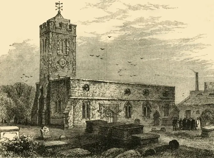 Framed Print : Stoke Newington Church, 1750, (c1876). Creator: Unknown Framed Print : Stoke Newington Church, 1750, (c1876). Creator: Unknown