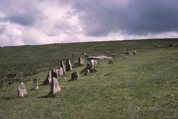 Stone Alignment on Shovel Down, 3rd-2nd millenium BC. Devon, Dartmoor, 20th century. Artist: CM Dixon