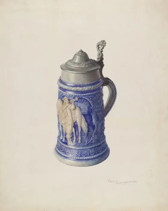 Framed Print : Stone Beer Mug, c. 1939. Creator: Carl Buergerniss Framed Print : Stone Beer Mug, c. 1939. Creator: Carl Buergerniss