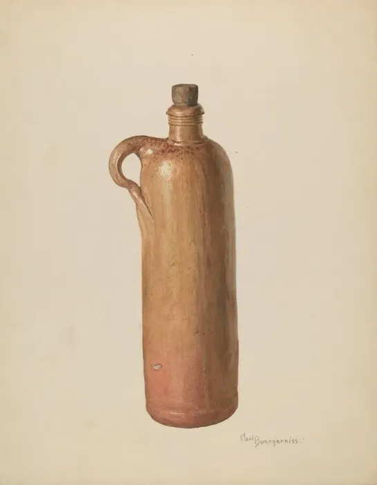 Framed Print : Stone Bottle, c. 1940. Creator: Carl Buergerniss Framed Print : Stone Bottle, c. 1940. Creator: Carl Buergerniss