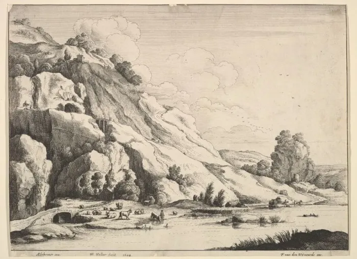 Framed Print : The stone bridge, 1649. Creator: Wenceslaus Hollar Framed Print : The stone bridge, 1649. Creator: Wenceslaus Hollar