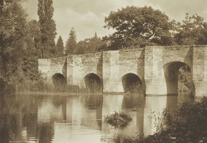 Framed Print : [Stone bridge]. From the album: Photograph album - England, 1920s. Creator: Harry Moult