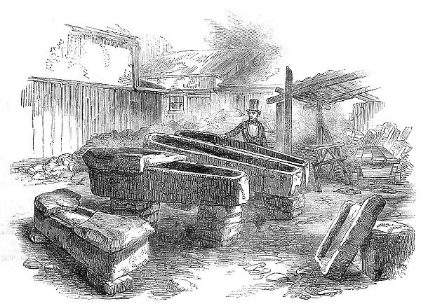 Stone Coffins, found at Bath, 1854. Creator: Unknown
