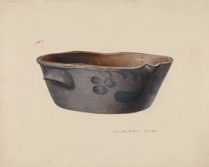 Framed Print : Stone Cream Crock, c. 1939. Creator: Henrietta S. Hukill Framed Print : Stone Cream Crock, c. 1939. Creator: Henrietta S. Hukill