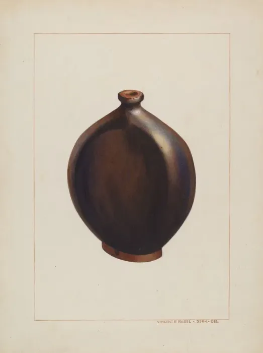 Framed Print : Stone Flask, c. 1938. Creator: Vincent P. Rosel Framed Print : Stone Flask, c. 1938. Creator: Vincent P. Rosel