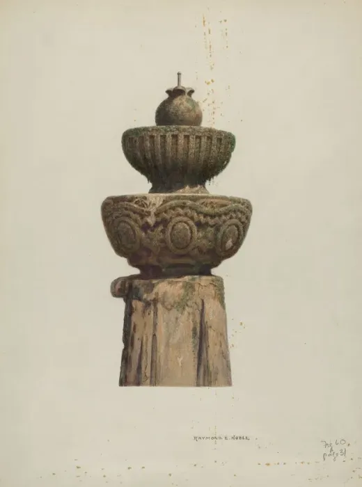 Framed Print : Stone Fountain, 1939. Creator: Raymond E. Noble Framed Print : Stone Fountain, 1939. Creator: Raymond E. Noble