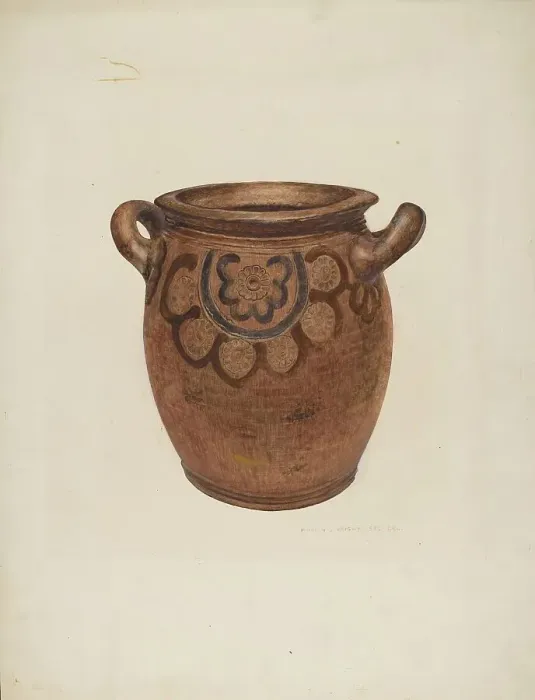 Framed Print : Stone Jar, c. 1940. Creator: Marin J. Bright Framed Print : Stone Jar, c. 1940. Creator: Marin J. Bright