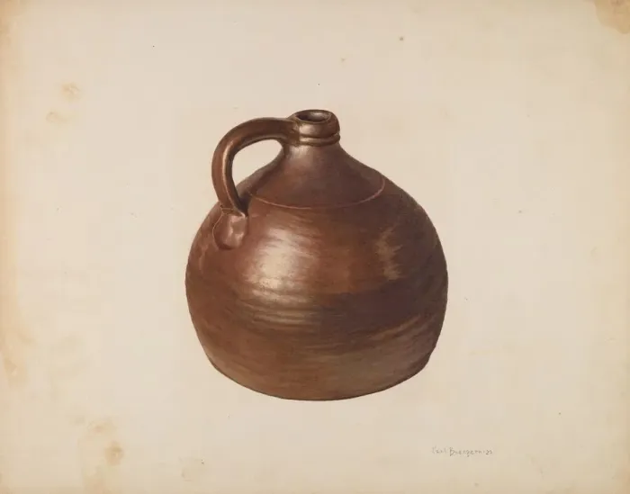 Framed Print : Stone Jug, c. 1939. Creator: Carl Buergerniss Framed Print : Stone Jug, c. 1939. Creator: Carl Buergerniss