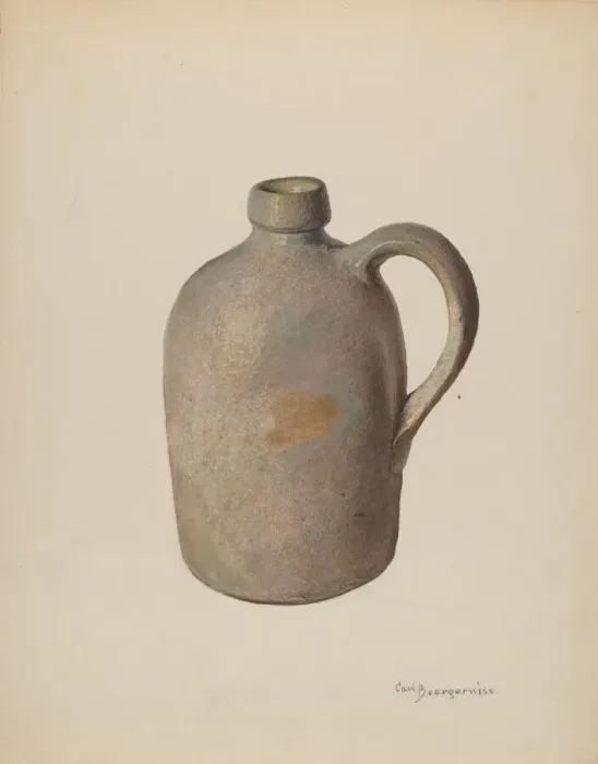 Framed Print : Stone Jug, c. 1940. Creator: Carl Buergerniss Framed Print : Stone Jug, c. 1940. Creator: Carl Buergerniss