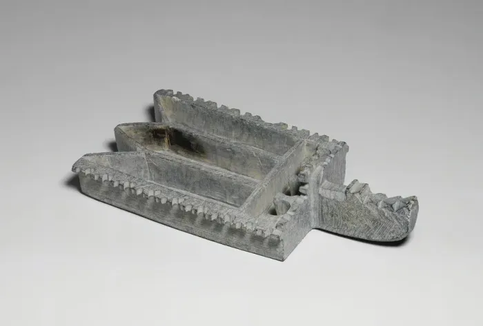 Framed Print : Stone Oil Lamp, Iran, 9th century. Creator: Unknown Framed Print : Stone Oil Lamp, Iran, 9th century. Creator: Unknown