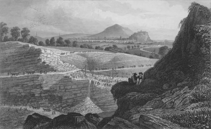Framed Print : The Stone Quarries, Craigleith, near Edinburgh: From Which the New Town was Built, 1829. Artist: W Wallis Framed Print : The Stone Quarries, Craigleith, near Edinburgh: From Which the New Town was Built, 1829. Artist: W Wallis