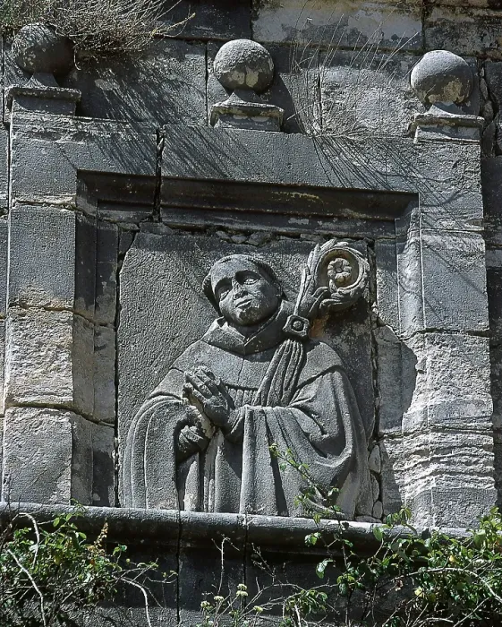 Framed Print : Stone relief of Bernard of Clairvaux, Monsalud Monastery, Corcoles, Castile-La Mancha, Spain, 2001. Creator: LTL Framed Print : Stone relief of Bernard of Clairvaux, Monsalud Monastery, Corcoles, Castile-La Mancha, Spain, 2001. Creator: LTL