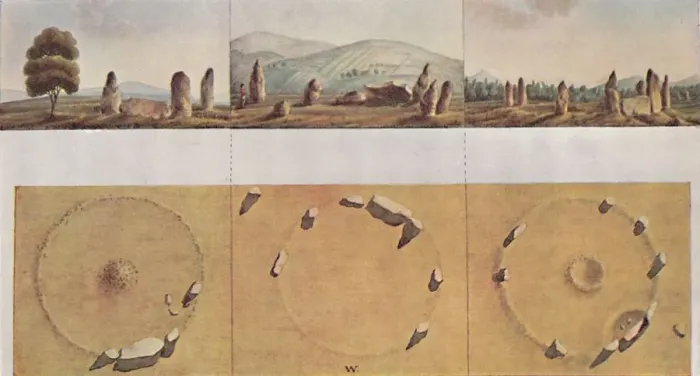 Framed Print : Stone Rings - Old Keig, Balquhain, Balgorkar, 1827, (1946). Artist: I Logan Framed Print : Stone Rings - Old Keig, Balquhain, Balgorkar, 1827, (1946). Artist: I Logan