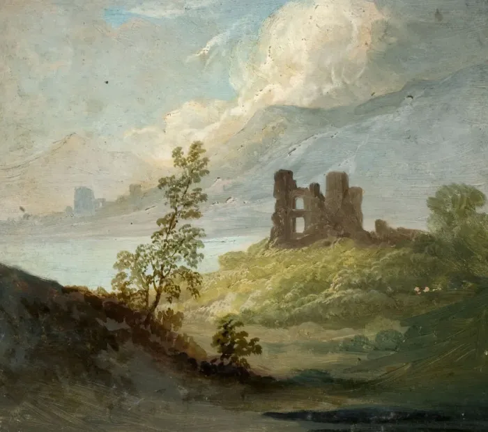 Framed Print : Stone Ruin on Hilltop [undated]. Creator: Lines Family