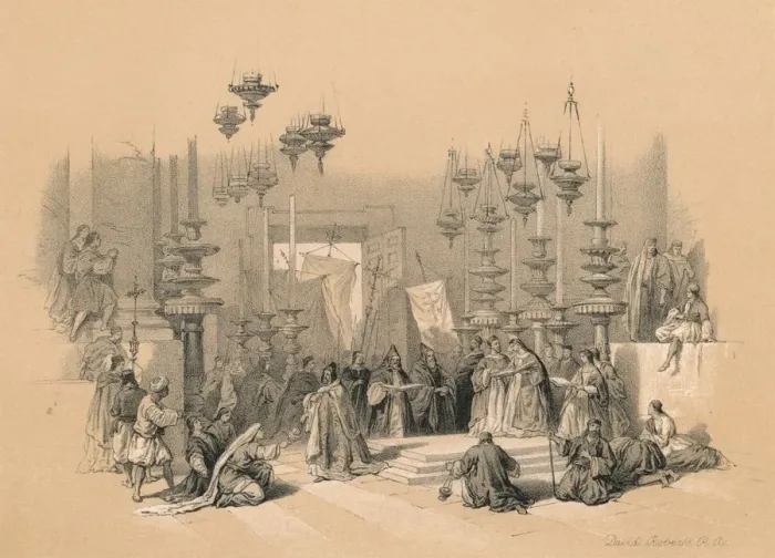Framed Print : The Stone of Unction, 1855. Artist: David Roberts