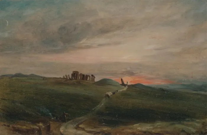 Framed Print : Stonehenge at Sunset, 1836. Creator: Unknown Framed Print : Stonehenge at Sunset, 1836. Creator: Unknown