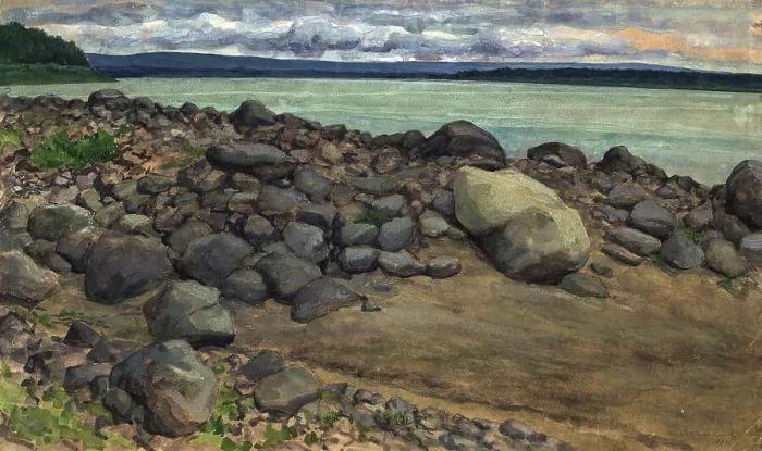 Framed Print : Stones on the bank of the Yenisei, Hag, 1921. Creator: Dmitrii Innokent'evich Karatanov Framed Print : Stones on the bank of the Yenisei, Hag, 1921. Creator: Dmitrii Innokent'evich Karatanov